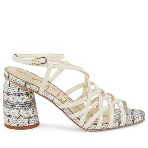 NEW Sam Edelman Daffodil Snakeskin Embossed Strappy Sandal Cylinder Heel